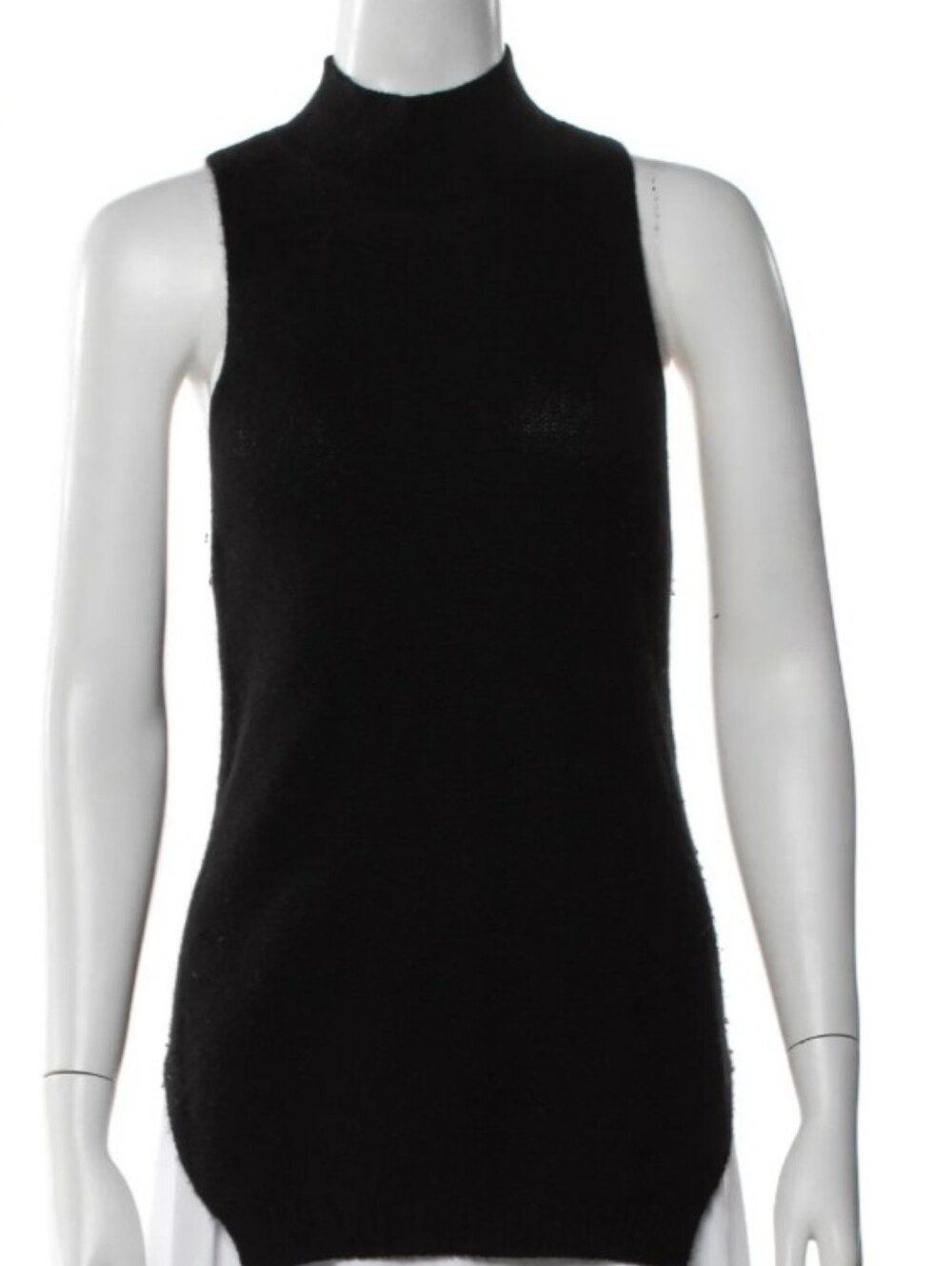 360 Cashmere Sleeveless Mock Neck Black Knit Top